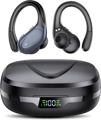 Produktbild von CASCHO BX17 Bluetooth 5.3 Sport Kopfhörer mit Mikrofon, 60h Akku, IPX7 Wasserdicht, In-Ear Earhooks, LED Display, Tiefer Bass