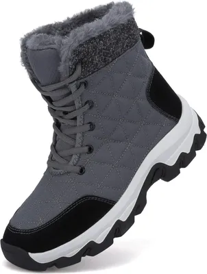 Image de Bottes de neige unisex Chaussures d’hiver imperméables Doublure fourrée Gris 40