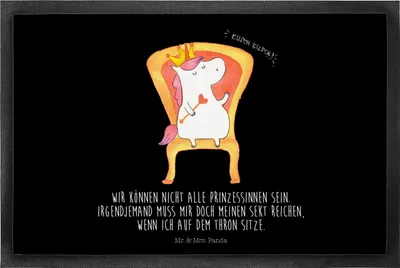 Produktbild von Mr. & Mrs. Panda fußmatte Einhorn König 60 x 90 cm - Schwarz - Geschenk, Schmutzmatte, abstreifer, Unicorn, Prinzessin, Krone, Gummimatte, Bundeskanzler, Präsident