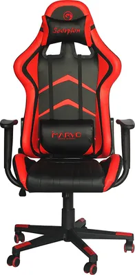Image de Marvo CH106 RD Gaming Chair, similicuir, accoudoir réglable, cadre acier, noir/rouge