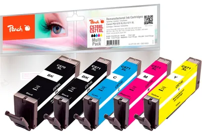Image de Pack multiple Peach, compatible avec Canon PGI-570XL, CLI-571XL