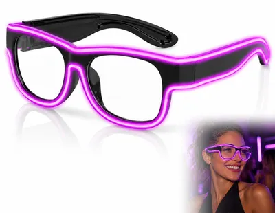 Produktbild von LED Leuchtbrille wiederaufladbar, kabellos, 3 Modi, USB – Neon Party Brille & Blinkende Sonnenbrille für Karneval & Halloween
