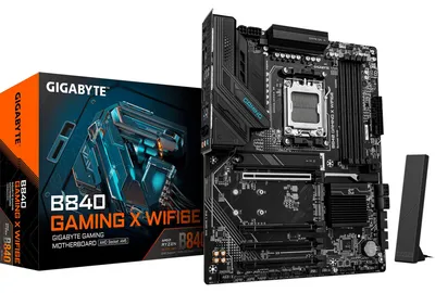 Obrázok produktu pre GIGABYTE B840 GAMING X WIFI6E, AMD, Pätica AM5, AMD Ryzen 7000 Series, AMD Ryzen 8000 Series, AMD Ryzen 9000 Series, Pätica AM5, DDR5-SDRAM, 256 GB