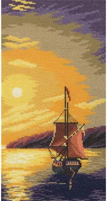 Image de RTO Kit de point de croix "Voilier" M403, motif à compter, 17x33 cm