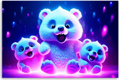 Produktbild von Vlies fototapete Neonbären 150x105 cm Feeby Bunt inkl. Kleber einfache Montage