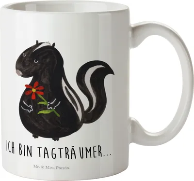 Produktbild von Mr. & Mrs. Panda Plastikbecher Stinktier Blume - Weiß - Geschenk, Pott, Kunststoffbecher, Dreams, Tagträumer, Stinki, Trinklernbecher, Haferl, Träume, Henkelbecher, Skunk