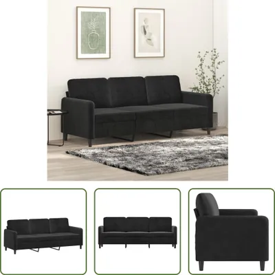 Zdjęcie produktu dla The Living Store sofa 3-osobowa czarna 180 cm aksamitna