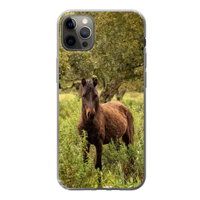 Produktbild von MuchoWow® Handyhülle Schutzhülle Hülle für iPhone 12 Pro Max Pferd - Wald - Gras Silikon Softcase Handy Hülle - Hartschale