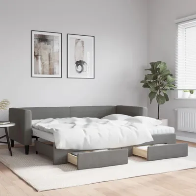 Obrázok produktu pre vidaXL Rozkladacia posteľ so zásuvkami Tmavo šedá 80x200 cm Látka