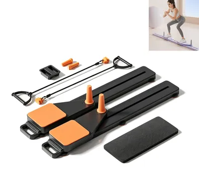 Produktbild von Pilates-Reformer, Fitnessboard & Pilates-Geräteset,Multifunktionales Liegestützbrett,mit Widerstandsbänder, Balance Board für Ganzkörpertraining