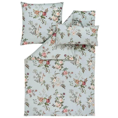 Produktbild von LOESCHEN ESTELLA Atelier Mako-Satin Bettwäsche-Garnitur ESTEFANIA Farbe salbei Größe 155x220 + 80x80 + 40x80 cm