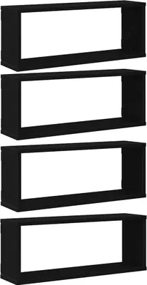 Image de Étagères Murales avec étagère 4 pcs Chêne noir 60 x 15 x 23 cm