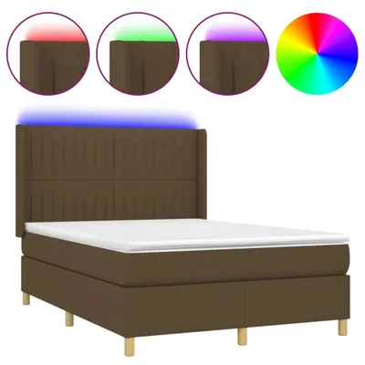 Immagine prodotto di Letto a Molle Materasso e LED Marrone Scuro 140x200 cm Tessuto