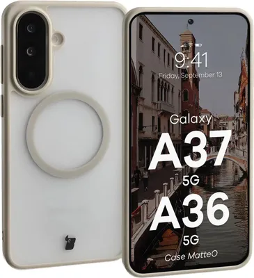 Produktbild von Handyhülle mit Magnetring für Galaxy A37 5G / A36 5G, Bizon Case MatteO, Getönt-Beige