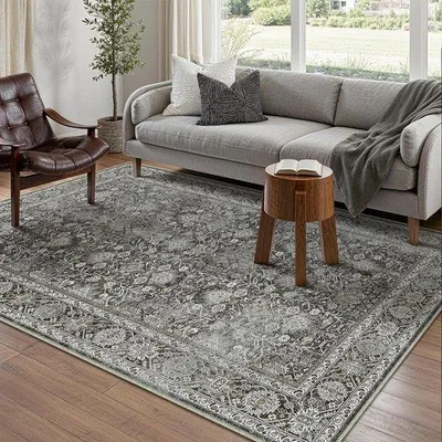 Produktbild von Famanu Vintage Teppich Schwarz - 120 x 170 cm - maschinenwaschbar - rutschfest
