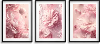 Image de Poster élégant pour le salon Cuisine Rose Fleurs Décoration murale 3x 50x70