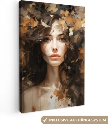 Produktbild von MuchoWow® - Leinwandbilder - Frau - Porträt - Abstrakt - Kunst, Wandbild, Wanddeko Bilder Wohnzimmer, 40x60 cm
