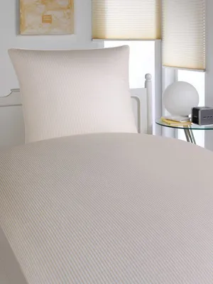 Produktbild von Elegante Mako-Satin Bettwäsche Hamburg Streifen 135x200cm+40x80, Farbe natur