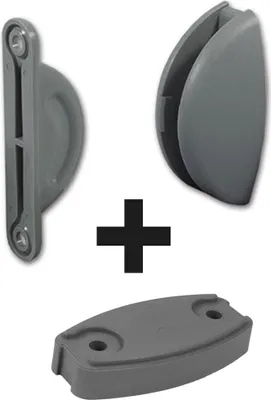Image de Arrêt de porte Arrêt de porte Demi-lune Plopp + entretoise Caravane Camping-car Bateau 2 pièces gris