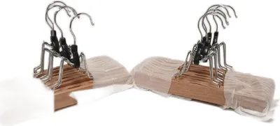 Productafbeelding van AmazonBasics houten kledinghangers, broeken, naturel, 10 stuks, afmetingen 25x16.5 cm, opvallend