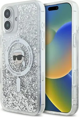 Immagine prodotto di Karl Lagerfeld Klhmp16Mlgkisgh Custodia rigida per Iphone 16 Plus 6,7 Trasparente Glitter Liquido Karl Head Magsafe
