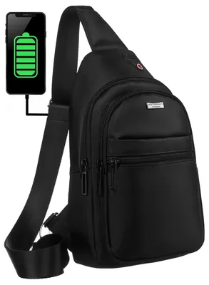 Produktbild von Rucksack Schwarz mit USB-Anschluss, Kopfhörer-Kabeldurchführung, schneller Gurtverstellung, 30x17x8,5 cm