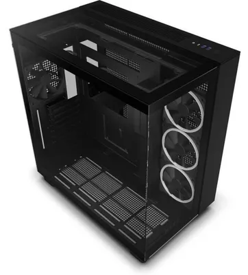 Produktbild von NZXT H9 Elite, Midi Tower, PC, Schwarz, ATX, micro ATX, Mini-ITX, Edelstahl, Gehärtetes Glas, 16,5 cm