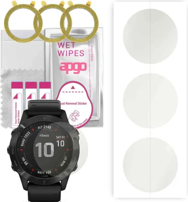 Produktbild von apgo 3 Stück Schutzfolie, Matt, kompatibel mit Garmin Fenix 6X Smartwatch, Hydrogel Displayschutzfolie mit Positionierhilfe, Displayfolie, robust und kratzfest