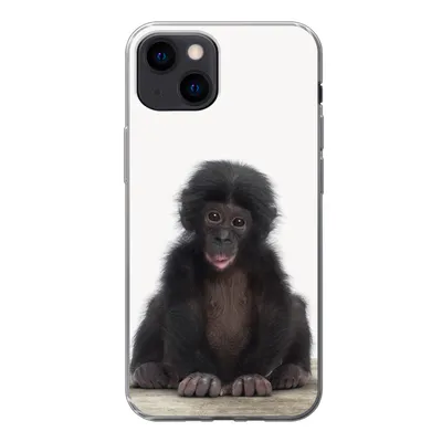 Produktbild von MuchoWow® Handyhülle Schutzhülle Hülle für iPhone 13 mini Kind - Affe - Schimpanse - Babytiere - Jungen - Mädchen Silikon Softcase Handy Hülle - Softcase