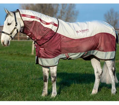 Produktbild von Horseware Ireland Outdoordecke 0g + 100g Liner Rambo Summer Series Grey/Burg w Blk&Burg 145 (6'6)