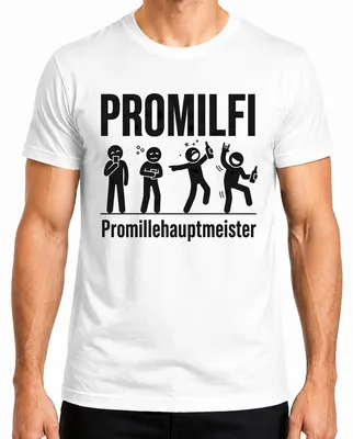 Imagen del producto de Camiseta para hombre, color blanco, talla 3XL, con el texto "PROMILFI Promillehauptmeister Lustig Saufen Bier Party Alkohol"