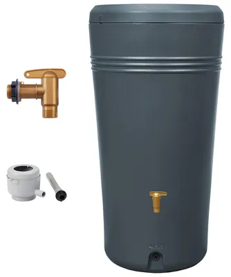 Immagine prodotto di 4rain AZURA 2in1 serbatoio per pioggia set completo 230 litri grigio grafite incl. rubinetto in plastica e raccordo pluviale