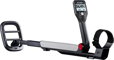 A metal detector is shown against a white background.