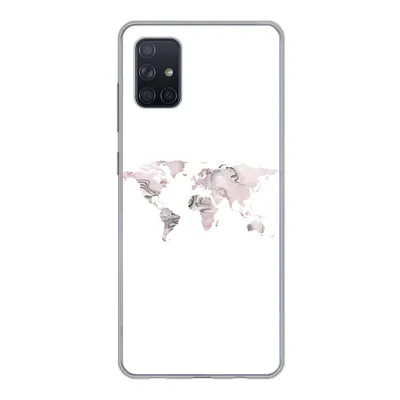 Produktbild von MuchoWow® Handyhülle Schutzhülle Hülle für Samsung Galaxy A71 Weltkarte - Marmor - Grau Silikon Softcase Handy Hülle - Kartenbesitzer