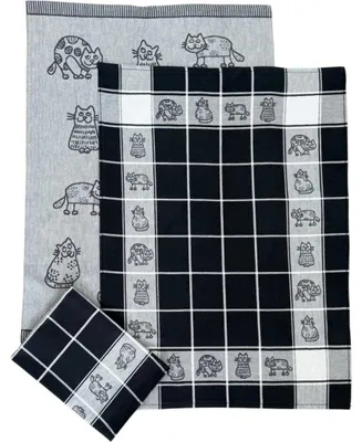 Image de Serviettes de cuisine extra absorbantes, motif "Chats", 50x70 cm, lot de 3