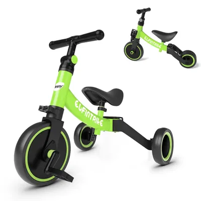 Produktbild von besrey 5 in 1 Laufräder Laufrad Kinderdreirad Dreirad Lauffahrrad für Kinder ab 1 Jahre bis 4 Jahren - Grün