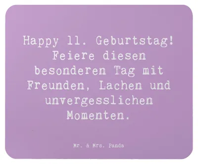 Produktbild von Mr. & Mrs. Panda Mousepad Spruch 11. Geburtstag Freude - Lavendeltraum - Geschenk, unvergessliche Momente, Glücksmomente, mousematte, Mouse Pad, Geburtstagsgeschenk, pc