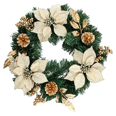 Zdjęcie produktu dla Wieniec świąteczny, elegancki wzór kwiatowy, dekoracyjna girlanda do wnętrz, wielokolorowa, 40 x 8 cm