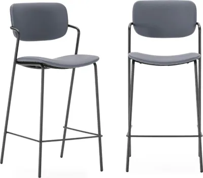 Image de CALICOSY - Lot de 2 tabourets avec pieds en métal noir H66 cm - MAIKA