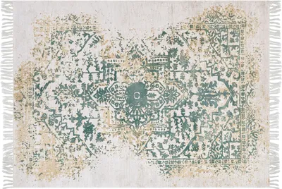 Produktbild von BELIANI Teppich Beige u. Grün Viskose 160 x 230 cm Rechteckig Kurzflor mit Fransen Orientalisches Muster Rechteckig Wohnzimmer Schlafzimmer Flur