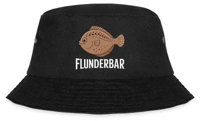 Produktbild von Spreadshirt Flunderbar | Angelhumor Fischerhut, L/XL (Caps), Schwarz