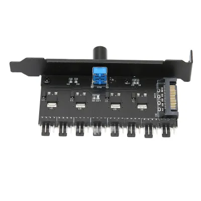 Image de Régulateur de vitesse de ventilateur Fan Hub 12 V, 3 broches, 4 broches, 1 bouton, 8 canaux : stable et précis, avec vis, pour châssis d'ordinateur et processeur, interface SATA