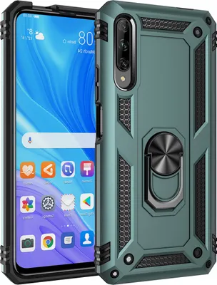 Produktbild von LaimTop Huawei P Smart Pro 2019 Hülle, Hybrid Robuste Rüstung Drehbarer Ring Halter Ständer Dual Layer Hard PC + TPU Stoßfest Schutzhülle für Huawei Y9S / P Smart Pro 2019 Grün