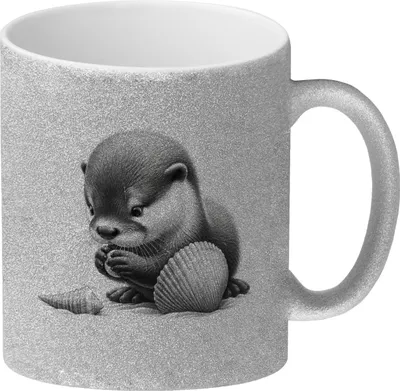 Produktbild von Baby Otter mit Muschel Glitzer-Kaffeebecher