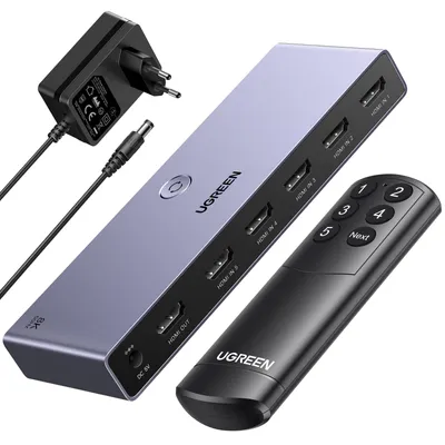 Produktbild von UGREEN 8K@60Hz HDMI Switch 5 in 1 Out aus Aluminium HDR10+ HDCP 2.3