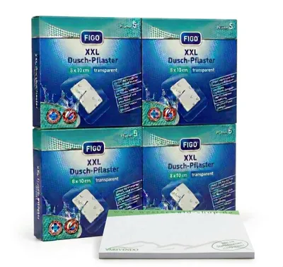Produktbild von 20 x XXL Dusch-Pflaster transparent 8x10 cm + varivendo Notizblock