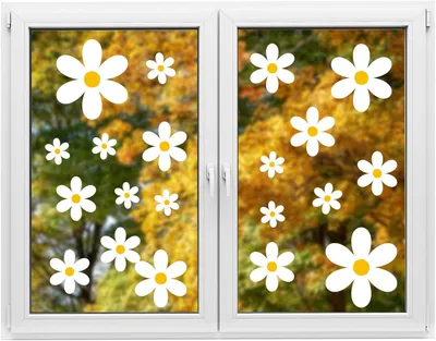 Produktbild von 72 Gänseblümchen Fensteraufkleber für die Fensterdekoration
