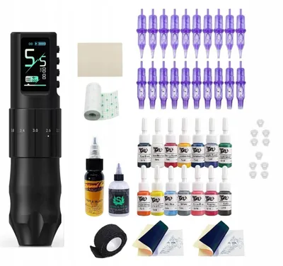 Produktbild von Tattoo Set Xnet Nebula Pen kabellos inkl. 20 Cartridges und Tinten