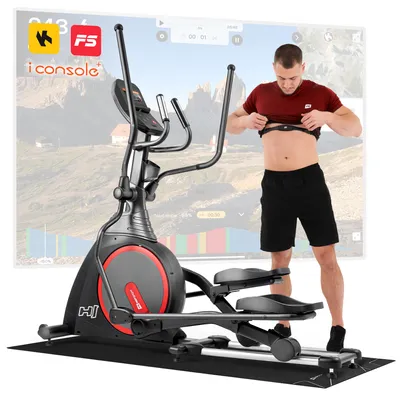 Produktbild von Hop-Sport Elliptical Crosstrainer HS-300CF Ellipsentrainer mit 34kg Schwungmasse inkl. Brustgurt & Unterlegmatte