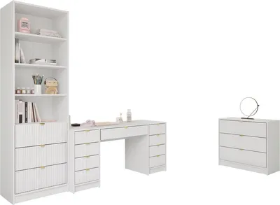 Produktbild von MIRJAN24 Wohnzimmer-Set Tireno VI, Wohnzimmer vom Hersteller (Farbe: Weiß Velvet)
